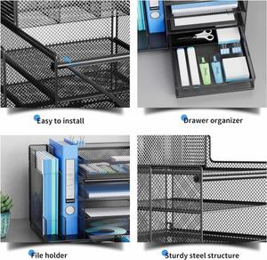 Metal Mesh 4 Tier Paper Letter Tray Desk Storage and Accessories <b>Office</b> Desktop Organizer File Trays - Product Image 5