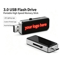 Flashdisk USB 3.0 Logo LED Custom, Dual Head USB A & Type C, Memory Stick, Hadiah Promosi Bisnis, USB Pendrive