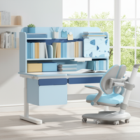 Ensemble de bureau et étagère pour élèves du primaire, moderne, avec tiroir de rangement, hauteur réglable, table d'étude carrée en bois, chambre à coucher, salon