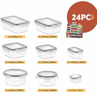 Ensemble de 24 récipients de préparation de repas hermétiques en plastique sans BPA avec couvercle étanche, lavables au lave-vaisselle et au congélateur