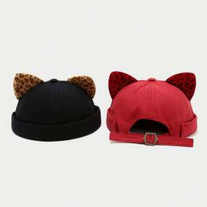 Gorro artístico, fresco y elegante con estampado <span class=keywords><strong>de</strong></span> leopardo y orejas, gorro <span class=keywords><strong>de</strong></span> marinero <span class=keywords><strong>de</strong></span> moda para mujer, estilo chino. - Product Image 3
