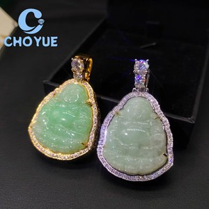 New Arrival 925 Sterling <b>Silver</b> Green Jade Buddh Moissanite Men Pendant Hip Hop <b>Charm</b> for Men Pass Diamond Tester GRA - Product Image 3