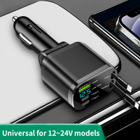 N5 4 en 1 Câble rétractable Chargeur de voiture 65W charge super rapide Tension d'affichage cargadores para celular pour iphone pour samsung