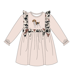 GLD1598 Vestido hasta la rodilla de manga larga con estampado de camuflaje marrón para niña, venta al por mayor - Product Image 6