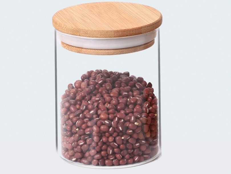 10 pack borosilicate glass jar for storage food heat resistance glass jar with wooden lid for home use