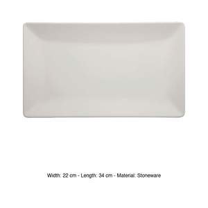 Bandeja de servir Boston blanca, rectangular, de gres, 34 × 22 cm, M1934 - Product Image 3