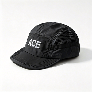 Gorra de running de malla de 5 paneles con bordado 3D ACE, de secado rápido, ligera, transpirable, para verano, viajes, uso casual, deportes al aire libre, con malla empalmada. - Product Image 4