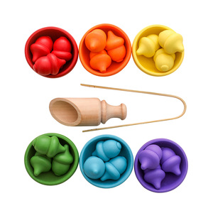Montessori Waldorf Cầu Vồng Đầy Màu Sắc Acorn Phân Loại Bát Set Với Kẹp Scoop Đồ Chơi Cho Học Tập Nhà Trường Đồ Chơi Quà Tặng - Product Image 1