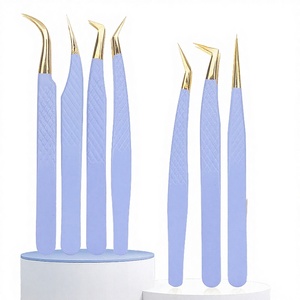 Stainless Steel Eyelash <b>Adhesive</b> Pliers Anti Static Smooth Tip <b>Lash</b> Extension Tweezers - Product Image 2