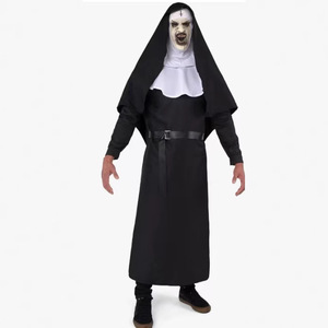 Disfraz de Monja Fantasma, Disfraz de Monja, Hábito Negro, Material Spandex, Disfraz de Halloween, Talla Adulto - Product Image 1