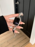 Pulsera de metal de acero inoxidable simple OEM para mujer, gran oferta, correas de reloj inteligente de lujo, transpirable, Compatible con Apple Watch 9 6 SE
