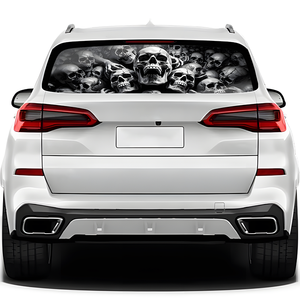 รูปลอกติดกระจกหลังรถบรรทุกกะโหลกศีรษะสติกเกอร์ไวนิลสะท้อนแสง65x17IN รักชาติปรับขนาดได้ใช้ได้กับรถกระบะทั่วไป - Product Image 1