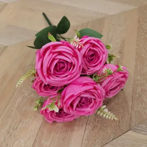 Composizione Floreale Artificiale a 7 Rose per Matrimoni, Decorazioni per Natale, Laurea, Halloween, Capodanno, Pasqua - Product Image 6