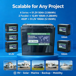 Batería de ciclo profundo A&Spower AL1250 LiFePO4 semisólida 12.8V 50Ah 640Wh con celdas de grado A para almacenamiento de energía - Product Image 4