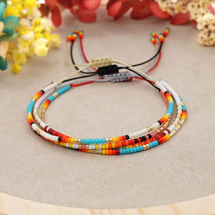 Indiase Stammen Stijl Handgemaakte Verstelbare Vriendschap Armbanden Sieraden Boho Multicolor Miyuki Zaad Kralen Armbanden Voor Vrouwen Meisjes