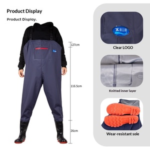 Pantalon de pluie et de wading <span class=keywords><strong>pour</strong></span> homme, une pièce, bleu, intégral, épaissi, imperméable, avec fermeture à sangle, en PVC, avec couvre-bottes intégrés, personnalisable, <span class=keywords><strong>pour</strong></span> la plage - Product Image 3