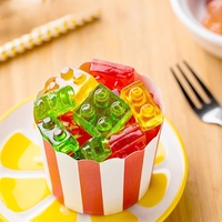 Bonbons gélifiés en forme de briques de construction 3D, fabrication directe d'usine, étiquette privée OEM, vente en gros en vrac, saveurs assorties, boîte pour détaillants