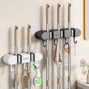 Support mural adhésif Suli pour balai et serpillière, sans perçage, pour salle de bain et cuisine - Product Image 1