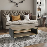 Table basse vintage moderne en bois massif avec cadre en métal de luxe Table basse rustique en bois