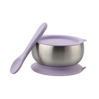 Lot de 2 assiettes et bols en acier inoxydable pour bébé avec ventouse