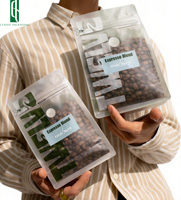 Sacs à café en PE 100 % recyclables 12 oz, pochette à fond plat personnalisée avec valve, toucher doux, emballage vert pour grains torréfiés en vrac