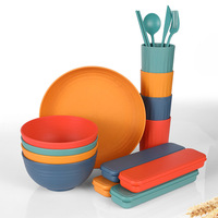 Ensembles de vaisselle en paille de blé Couverts en paille de blé Assiettes Tasses et bols Ensembles pour 6 personnes