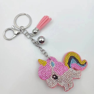 Creative Diamond Cartoon <b>Keyring</b> Multi-colored <b>Unicorn</b> Keychain Cute Bling Crystal Rhinestone Pendant Keychain - Product Image 6
