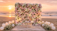 Mur floral artificiel réaliste fait main en tissu, roses roses en soie blanches, 8x8 pieds, pour décoration de mariage/événement/fête - Vente en gros