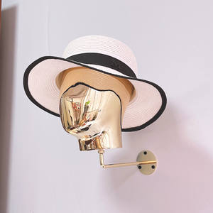 Vente en gros de tête de mannequin femme or Cheveux humains casquettes affichage tête de mannequin à montage mural <span class=keywords><strong>chauve</strong></span> pour chapeau - Product Image 6
