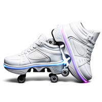 Chaussures à roulettes rétractables à un clic 2-en-1 avec lumières LED, roulements ABEC-7, pour enfants, pour la marche quotidienne et le patinage