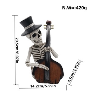 Horror Gentleman Skeleton Statue Spooky Skull Lover Resin Ornament Halloween Holiday Supplies Day of <strong>the</strong> <strong>Dead</strong> Decoration - Product Image 5