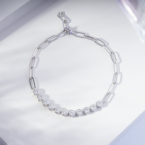 Starsgem Luxury Unisex 1ct 2.9mm Round Brilliant Cut Lab Grown <b>Diamond</b> 18K White Gold <b>Bracelet</b> - Product Image 1