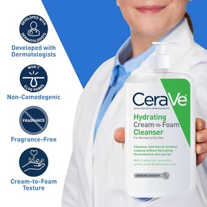 Limpiador Facial Hidratante en Crema que se Convierte en Espuma, 19 Oz, para Piel Seca con Ceramidas y Ácido Hialurónico, para Mujeres - Product Image 3