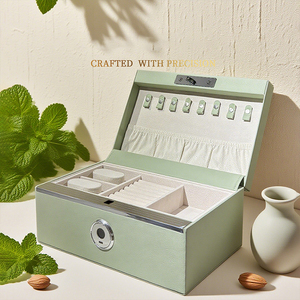 Boîte d'<span class=keywords><strong>assurance</strong></span> pour bijoux 2026 Nouvelle boîte de sécurité en cuir à empreinte digitale - Petite boîte de rangement de luxe pour bijoux avec serrure à empreinte digitale pour la maison/chambre/ordinateur de bureau - Product Image 5