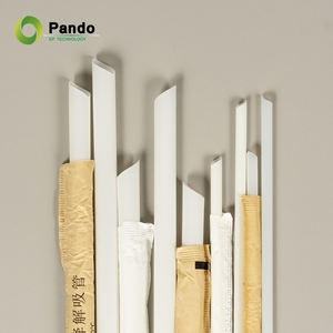 หลอดดื่มกาแฟ 12 มม. เครื่องดื่มแบบใช้แล้วทิ้งปลายคมย่อยสลายได้บรรจุหลอด PLA แบบเหนอะแฉะพร้อมคําพิมพ์ - Product Image 1