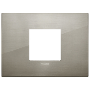 Vimar Classic 2M <b>Plate</b> Brushed Steel 12.75x9.5 Cm Wall <b>Switch</b> <b>Cover</b> - Product Image 1
