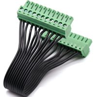 Câble de raccordement à bornier enfichable 3,81 mm, faisceau de câbles à connecteur à vis 10/12 broches vert pour automatisation PLC, personnalisable OEM