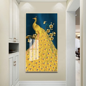 Fournisseur d'usine, œuvre d'art personnalisée en pop art, plumes <span class=keywords><strong>de</strong></span> <span class=keywords><strong>paon</strong></span>, décoration intérieure, oiseaux paons, animaux, art mural en verre cristal, <span class=keywords><strong>peinture</strong></span> <span class=keywords><strong>de</strong></span> paysage - Product Image 2