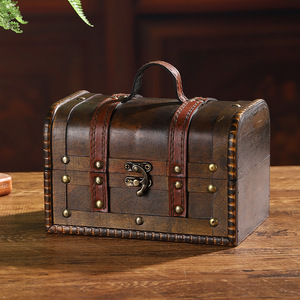 Retro Wooden Jewelry <b>Box</b> With Combination Lock Flip Top <b>Storage</b> For Cosmetics And Accessories - Product Image 4