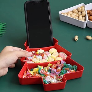 Plateau à collation en forme de sapin de Noël, 3 compartiments, plateau de service pour fruits et bonbons, plat divisé en plastique PP pour fête - Product Image 3
