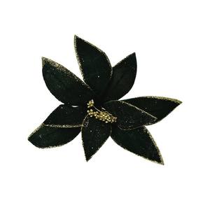 Fleur à longue tige en velours vert à 9 pétales avec bordure scintillante - Product Image 1