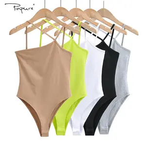 R40093S Thời Trang Nữ Quần Áo Bảo Hộ Lao Động Dây Đeo Màu Tinh Khiết Mùa Hè Phụ Nữ Bodysuit