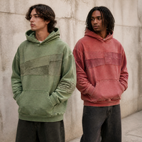 Ensemble streetwear homme : sweat à capuche oversize style rétro délavé et pantalon de survêtement ample patchwork, style hip-hop vintage