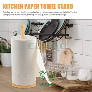 Usage domestique cuisine salle de bain papier toilette <span class=keywords><strong>support</strong></span> debout bambou papier bois rouleau de papier de soie porte-serviettes - Product Image 5