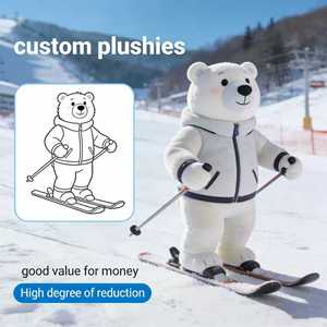 Oso Polar de Peluche para Esquiar, Juguete de Peluche Suave, Mascota de Deportes de Invierno, Peluche Personalizado - Product Image 1