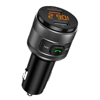 Émetteur FM, appels mains libres, chargeur rapide de voiture QC3.0, moniteur de tension 12V 24V pour iPhone Samsung Android, chargeur de téléphone de voiture USBA