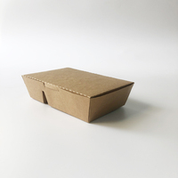 Boîte à emporter en papier kraft jetable multi-compartiments avec couvercle à charnière et plusieurs grilles pour le déjeuner