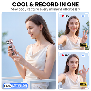 Caméra d'action portable 2-en-1 avec stabilisateur, caméscope de vlogging HD 1080P avec ventilateur de refroidissement pour les créateurs de contenu en extérieur - Product Image 5