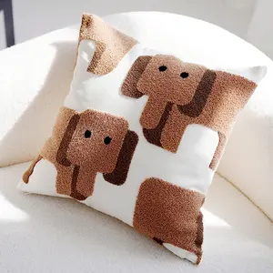 INS Nordic Elephant Embroidery Velvet Plush Cushion Pillow Cover Children's Cushions Decoration Gift