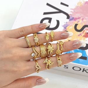 Jxx Различные Стили Кольца латунь 24K позолоченные женские кольца ювелирные изделия простой новый дизайн кольцо с цирконом - Product Image 1